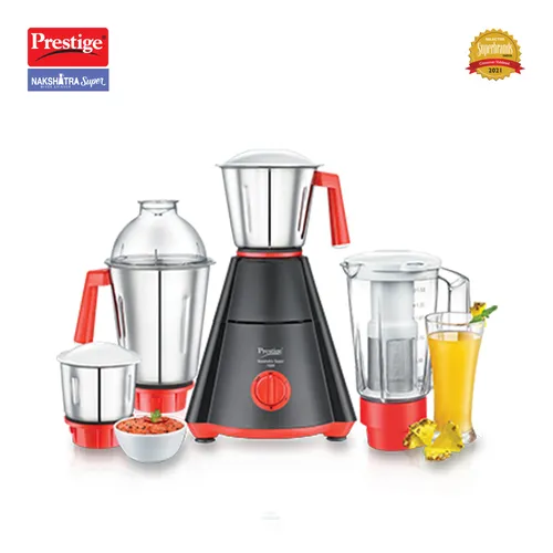 Prestige 750 Watts Nakshatra Super Mixer Grinder with 4 Jars (3 Stainless Steel Jars + 1 Juicer Jar)